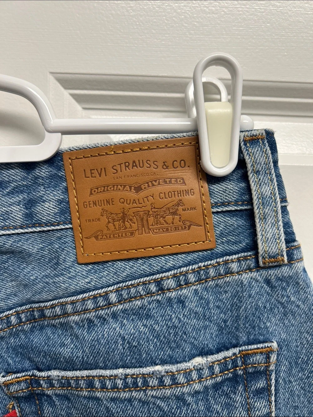 Levi's Faded Blue Panelled Denim Mini Skirt Sz 24